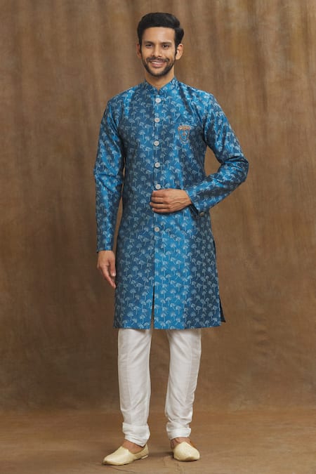 Aryavir Malhotra Banarasi Bloom Pattern Woven Kurta Set 