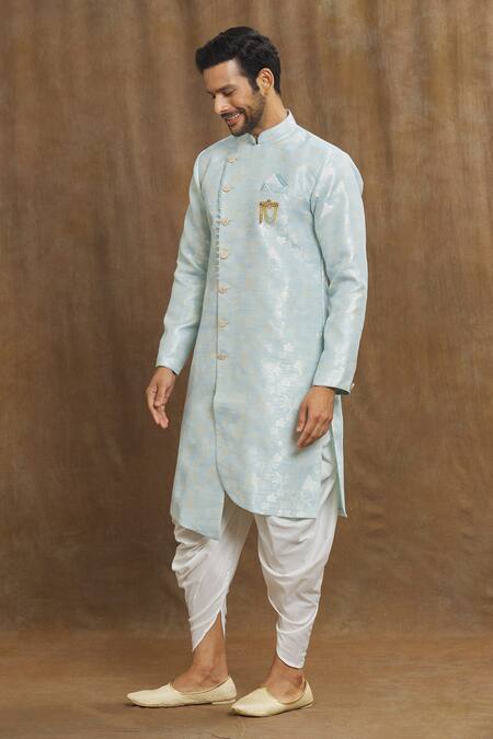 Buy Arihant Rai Sinha Blue Brocade, Silk Embroidery Flower Woven Kurta Set Online at Aza Fashions Buy_Arihant Rai Sinha_Blue Brocade, Silk Embroidery Flower Woven Kurta Set _Online_at_Aza_Fashions