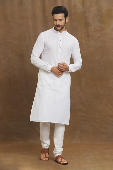 Buy Arihant Rai Sinha Off White Silk Stripe Print Kurta Online at Aza Fashions Buy_Arihant Rai Sinha_Off White Silk Stripe Print Kurta _Online_at_Aza_Fashions