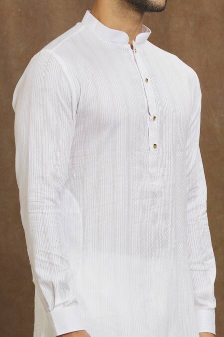 Shop Arihant Rai Sinha Off White Silk Stripe Print Kurta Online at Aza Fashions Shop_Arihant Rai Sinha_Off White Silk Stripe Print Kurta _Online_at_Aza_Fashions