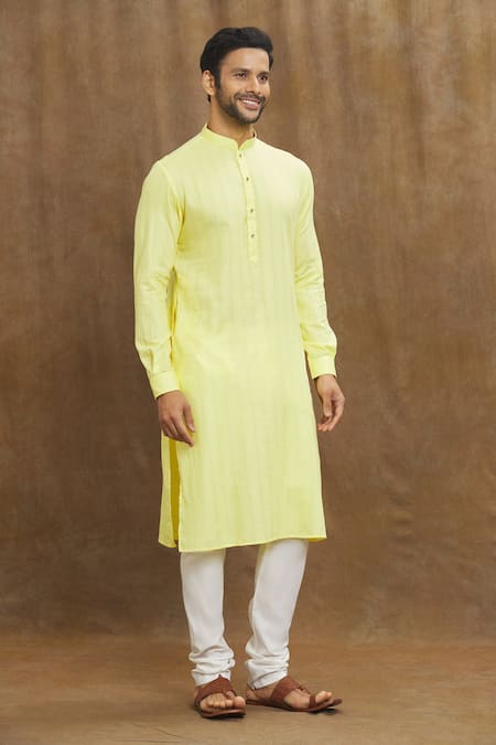 Arihant Rai Sinha Stripe Print Straight Kurta 