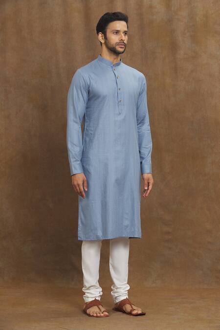 Buy Arihant Rai Sinha Blue Silk Linear Print Straight Kurta Online at Aza Fashions Buy_Arihant Rai Sinha_Blue Silk Linear Print Straight Kurta_Online_at_Aza_Fashions