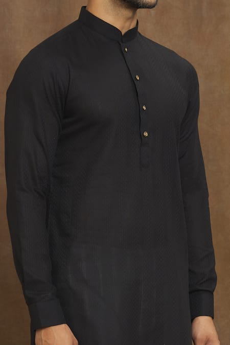 Shop Arihant Rai Sinha Black Silk Printed Straight Kurta Online at Aza Fashions Shop_Arihant Rai Sinha_Black Silk Printed Straight Kurta _Online_at_Aza_Fashions