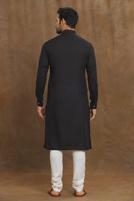 Shop Arihant Rai Sinha Black Silk Printed Straight Kurta at Aza Fashions Shop_Arihant Rai Sinha_Black Silk Printed Straight Kurta _at_Aza_Fashions