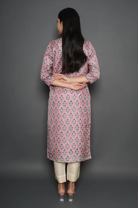 Kameez Flower Butti Print Kurta With Dupatta 