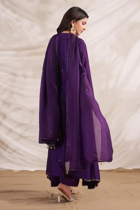 Label Niti Bothra Pankh Placement Embroidered Anarkali & Palazzo Set 