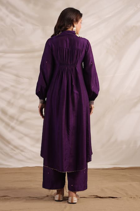 Label Niti Bothra Pankh Asymmetric Embroidered Anarkali & Palazzo Set 