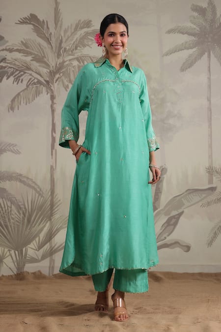 Label Niti Bothra Roselyn Sequin Work Kurta & Palazzo Set 