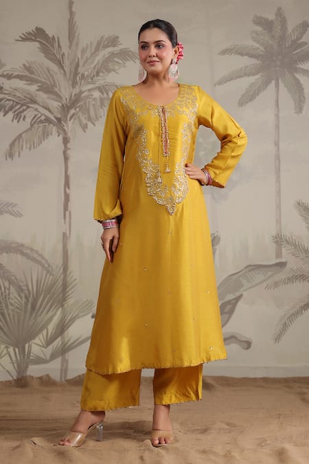 Label Niti Bothra Roselyn Embroidered Kurta & Palazzo Set 