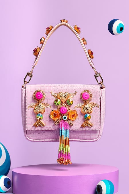 Papa Don't Preach Accessories Crystal Stone Embellished Baguette 
