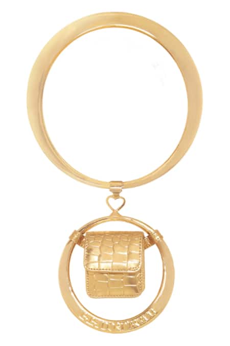 Buy Papa Don't Preach Accessories Gold Double Spidey Faux Leather Hand Bag Online at Aza Fashions Buy_Papa Don't Preach Accessories_Gold Double Spidey Faux Leather Hand Bag _Online_at_Aza_Fashions