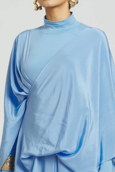 Shop Huemn Blue Silk Cross Drape Pallu Pant Saree Online at Aza Fashions Shop_Huemn_Blue Silk Cross Drape Pallu Pant Saree _Online_at_Aza_Fashions