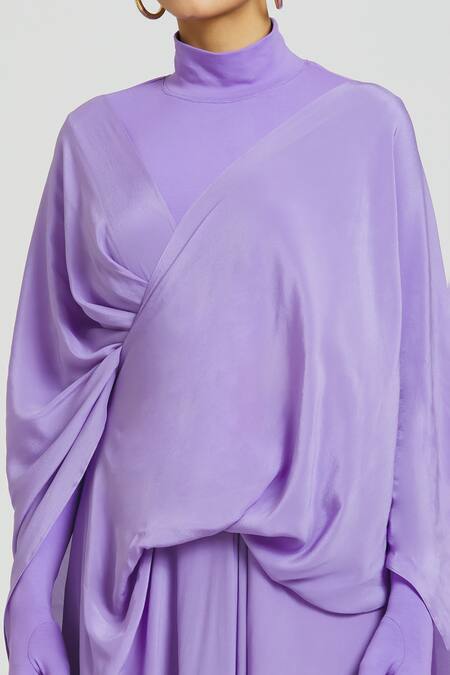 Shop Huemn Purple Silk Plain Cross Drape Pallu Pant Saree Online at Aza Fashions Shop_Huemn_Purple Silk Plain Cross Drape Pallu Pant Saree _Online_at_Aza_Fashions