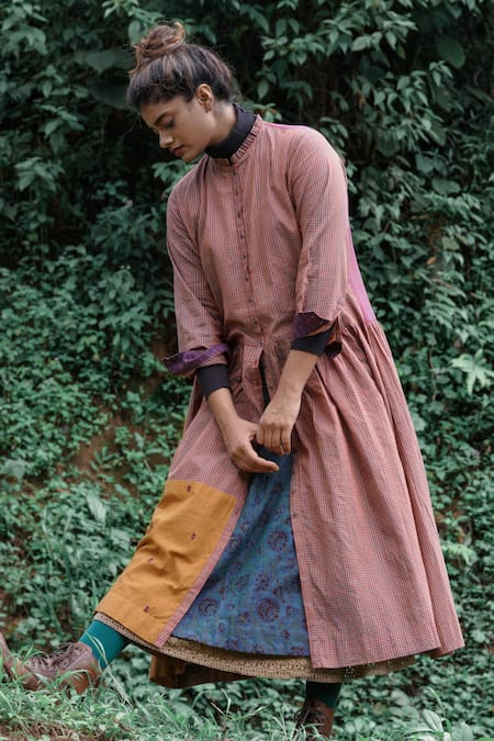 Mantra Autumn Melange Checkered Shirt Dress 