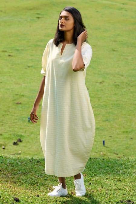 Mantra Peg Handwoven Stripe Pattern Dress 