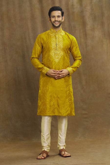 Arihant Rai Sinha Threadwork Floral Kurta With Churidar 