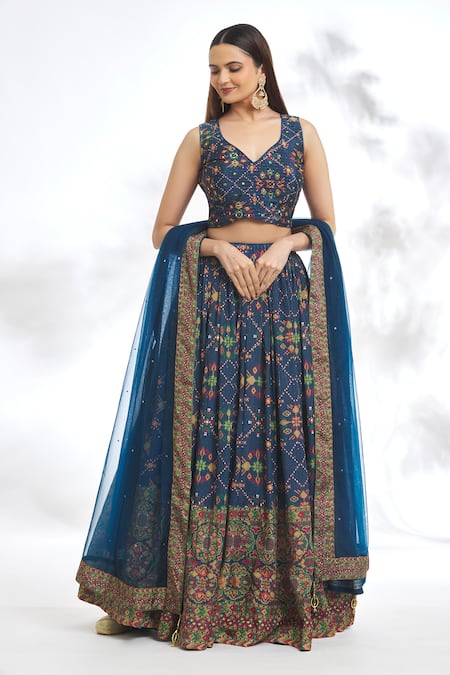 Samyukta Singhania Abstract Print Blouse Lehenga Set 