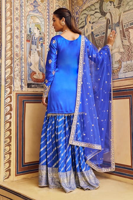 Lashkaraa Floral Embellished Kurta Sharara Set 