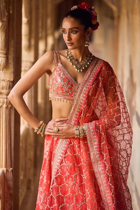 Brocade hot sale bridal lehenga