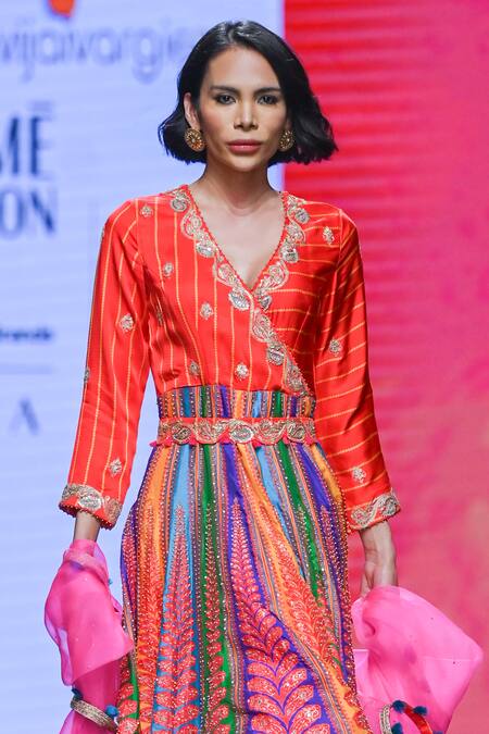 Swati Vijaivargie Multi Color , Organza Printed And Embroidered Anarkali With Dupatta Online at Aza Fashions Swati Vijaivargie_Multi Color , Organza Printed And Embroidered Anarkali With Dupatta _Online_at_Aza_Fashions