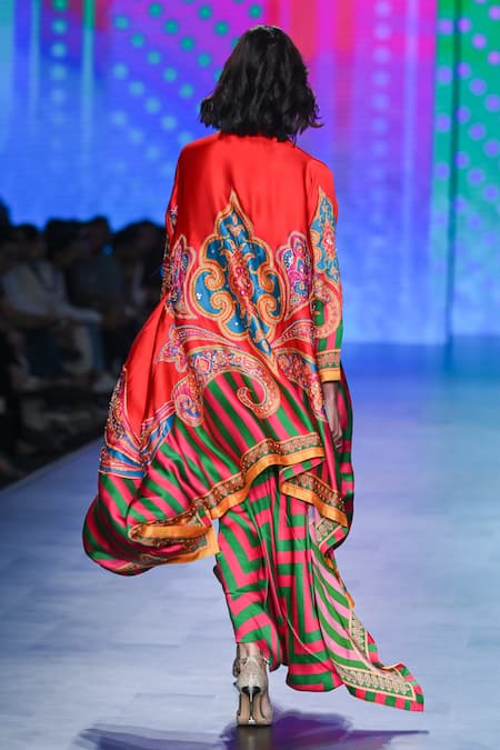 Swati Vijaivargie Chevron Print Dress & Cape Set 