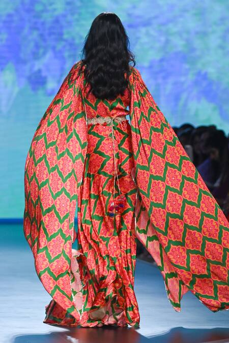 Swati Vijaivargie Vintage Print Cowl Flared Jumpsuit 