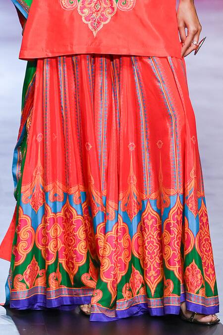 Swati Vijaivargie_Multi Color Silk Zari, Sequins Bandeau Laila Vintage Print Kurta Sharara Set _at_Aza_Fashions