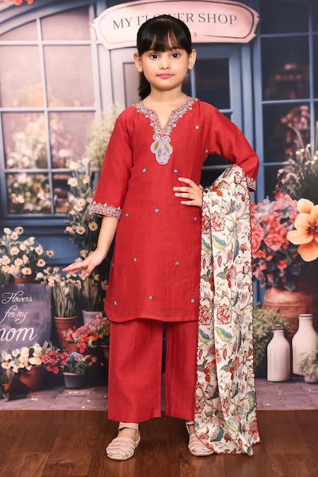 Samyukta Singhania Paisley Embroidered A-Line Kurta Pant Set 