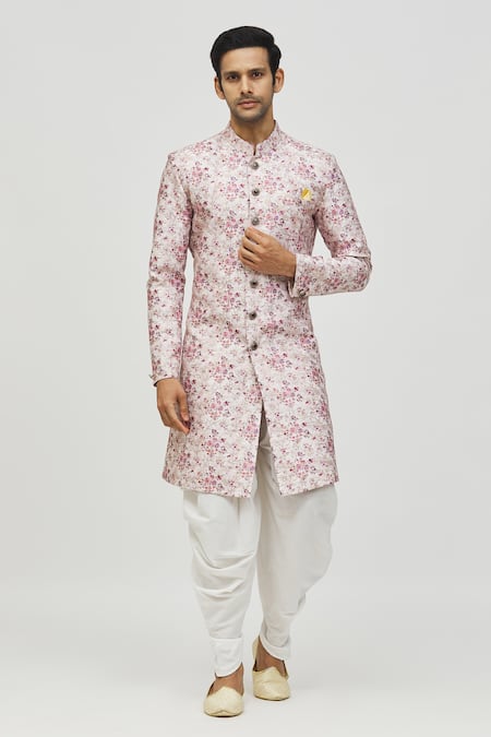 Aryavir Malhotra Botanical Print & Embroidered Kurta Set 