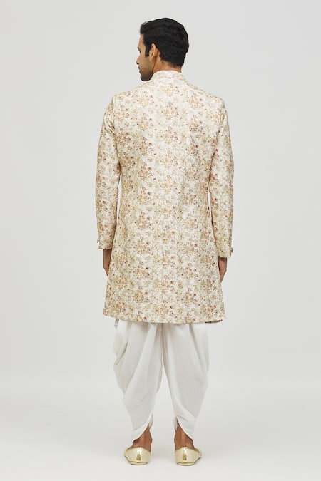 Shop_Arihant Rai Sinha_Cream Rayon, Polyester, Viscose Zari, Embroidery Kurta Set _at_Aza_Fashions