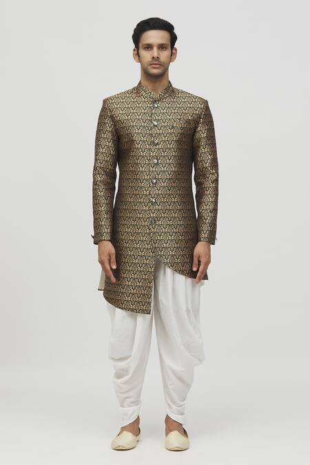 Arihant Rai Sinha_Green Jacquard, Polyester Embroidery Floral Woven Kurta Set _Online_at_Aza_Fashions