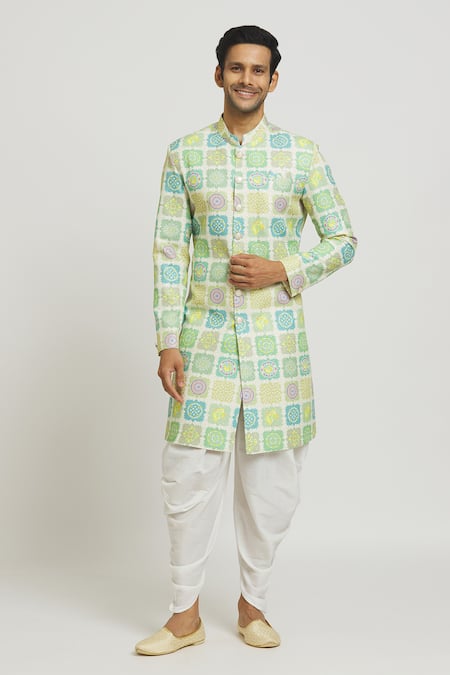 Aryavir Malhotra Tile Print Kurta & Pant Set 