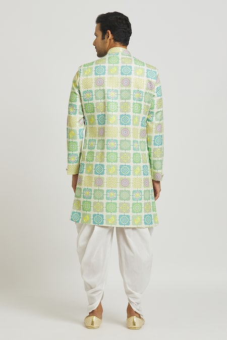 Shop Arihant Rai Sinha Green Cotton, Polyester Sequins, Embroidery Tile Print Kurta And Pant Set at Aza Fashions Shop_Arihant Rai Sinha_Green Cotton, Polyester Sequins, Embroidery Tile Print Kurta And Pant Set _at_Aza_Fashions