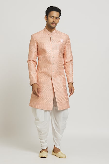 Aryavir Malhotra Geometric Embroidered Kurta & Pant Set 