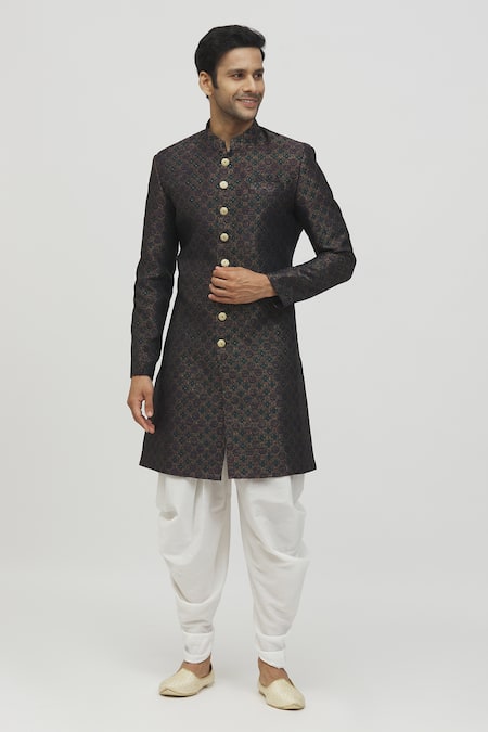 Aryavir Malhotra Geometric Bloom Kurta With Peshawari Pant 