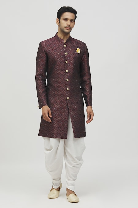 Arihant Rai Sinha Geometric Flora Kurta With Peshawari Pant 