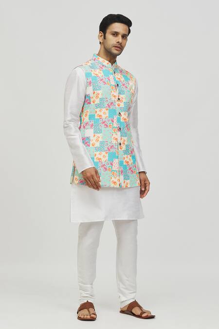 Shop Arihant Rai Sinha Blue Rayon Sequins, Embroidery Floral And Paisley Pattern Bundi Online at Aza Fashions Shop_Arihant Rai Sinha_Blue Rayon Sequins, Embroidery Floral And Paisley Pattern Bundi _Online_at_Aza_Fashions