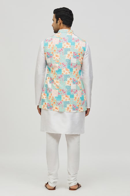 Shop Arihant Rai Sinha Blue Rayon Sequins, Embroidery Floral And Paisley Pattern Bundi at Aza Fashions Shop_Arihant Rai Sinha_Blue Rayon Sequins, Embroidery Floral And Paisley Pattern Bundi _at_Aza_Fashions