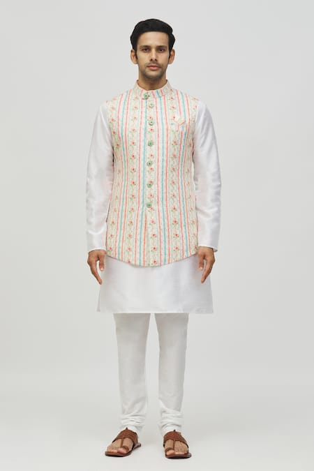 Arihant Rai Sinha_Cream Rayon Sequins, Embroidery Thread And Bundi _Online_at_Aza_Fashions