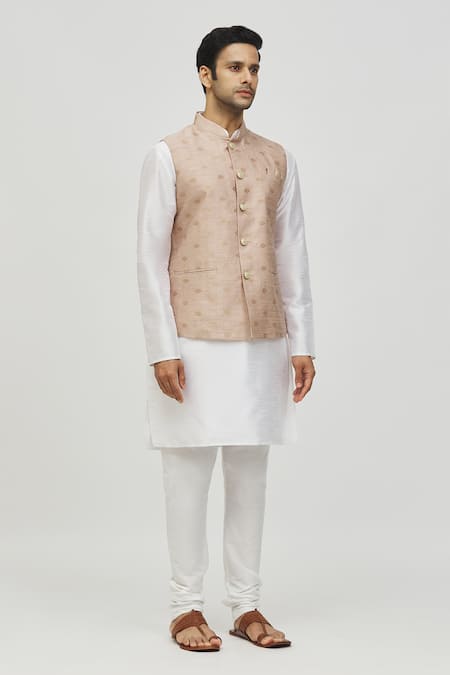 Buy Arihant Rai Sinha Brown Jacquard Embroidery Geometric Woven Bundi Online at Aza Fashions Buy_Arihant Rai Sinha_Brown Jacquard Embroidery Geometric Woven Bundi_Online_at_Aza_Fashions