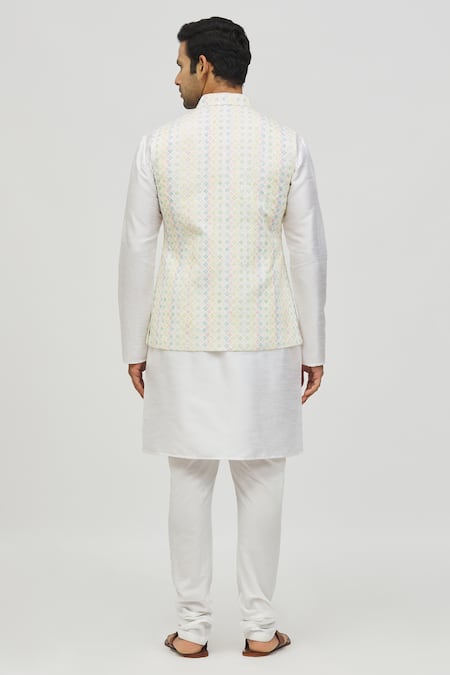 Arihant Rai Sinha Geometric Pattern Cream Bundi 