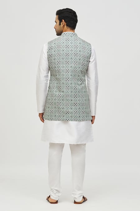 Arihant Rai Sinha Geometric Pattern Bundi & Kurta Set 