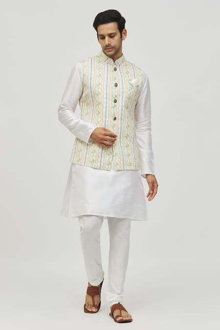 Arihant Rai Sinha Thread Embroidered Bundi & Kurta Set 