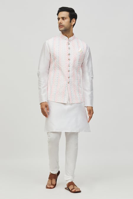 Arihant Rai Sinha Tonal Embroidered Bundi & Kurta Set 