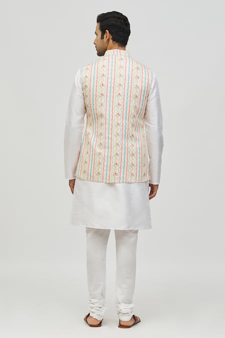 Arihant Rai Sinha Floral Embroidered Bundi & Kurta Set 
