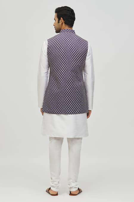 Arihant Rai Sinha Jaal Embroidered Bundi & Kurta Set 