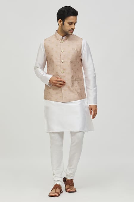 Arihant Rai Sinha Geometric Woven Jacquard Bundi & Kurta Set 