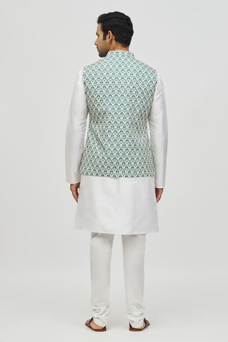 Arihant Rai Sinha Floral Embroidered Bundi & Kurta Set 