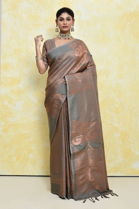 Samyukta Singhania Geometric Woven Saree With Blouse 