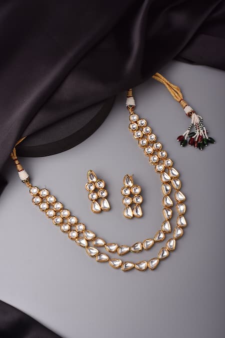 Swabhimann Kundan Embellished Layered Necklace Set 